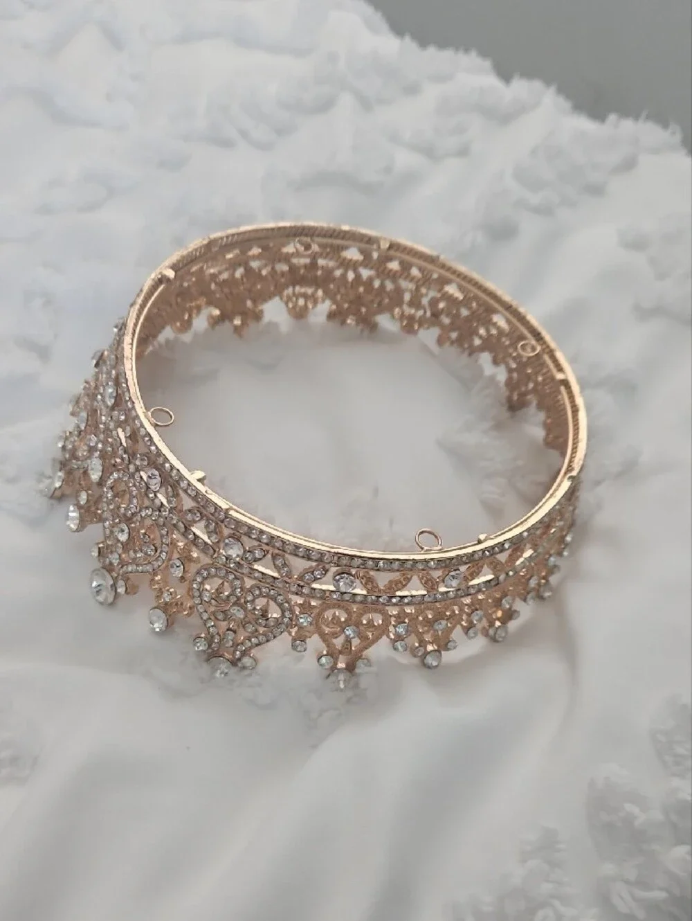 Crystal Accent Gold Tiara Crown for Women